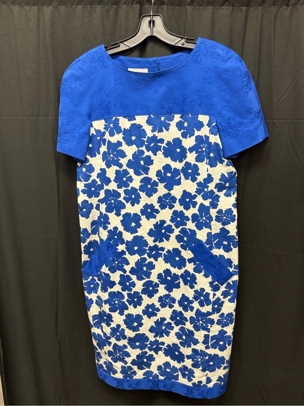 Royal Blue and White Floral Midi Dress - Women's